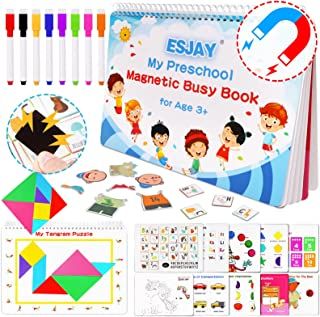 Photo 1 of Esjay Busy Book for Toddlers, Magnetic Preschool Learning Activities, Montessori Toys Educational, Autism Sensory Toys with 8 Colored Markers
