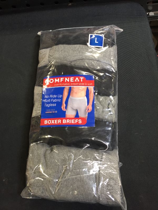 Photo 1 of COMFNEAT MEN'S 6 PACK BOXER BRIEF'S COTTON SPANDEX TAG FREE COMFY UNDERWEAR SIZE LARGE