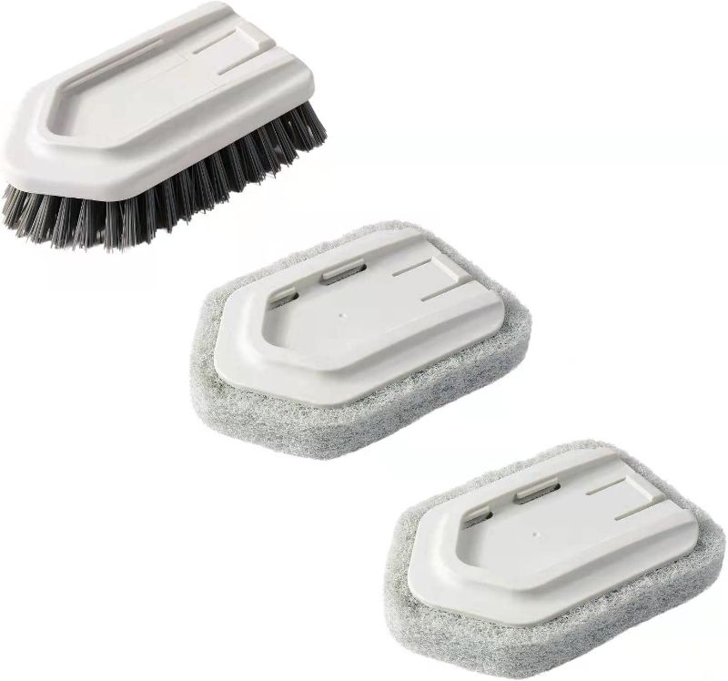 Photo 1 of 3 Pcs Tub and Tile Scrubber Head Replacement 2 Pcs Sponge Refill Scotch Brite Pads and 1 Pcs Scrub Brush Refill
