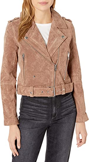 Photo 1 of [BLANKNYC] Womens Luxury Clothing Cropped Suede Leather Motorcycle Jackets, Comfortable & Stylish Coats
