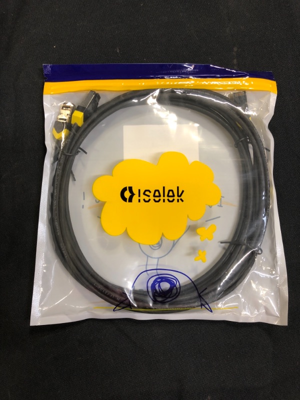 Photo 2 of iSelek Cat.7 STP Snagless RJ45 Network Ethernet Cable, Internet Ultra Slim Stranded Shielded LAN Wires, High Speed Networking Computer Patch Cord (7 Feet (2 Pcs/Bag), Black-Yellow)
