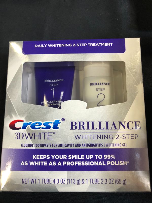 Photo 3 of (EXP DATE SHOWN IN PICTURES) Crest 3D White Brilliance 2 Step Kit, Deep Clean Toothpaste (4oz) + Teeth Whitening Gel (2.3oz)
