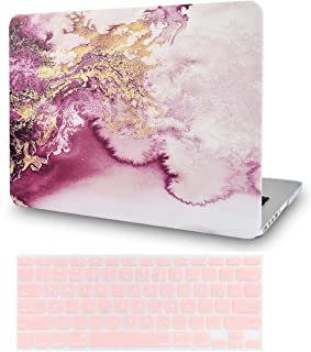 Photo 1 of LASSDOO Compatible with MacBook Pro 16 inch Case Cover 2022,2021 M1 Pro/Max A2485 with Touch ID Plastic Hard Shell + Keyboard Cover (Red Gold Marble)
