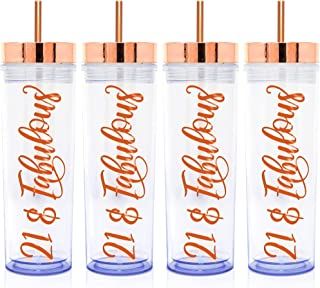 Photo 1 of 16oz Plastic Tumbler Happy 21st Birthday Decorations For Her, 21st Birthday Gifts For Her, 21st Birthday Cake Topper, 21st Birthday Sash And Tiara, 21 Birthday Decorations For Women (4 PACK)
