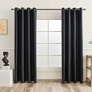 Photo 1 of BSPPTI Blackout Curtains for Bedroom, Solid Thermal Insulated Energy Saving Window Drapes for Living Room, Dining, Grommet Top, 42"x 84", 2 Panels, Black CLLSSP122
