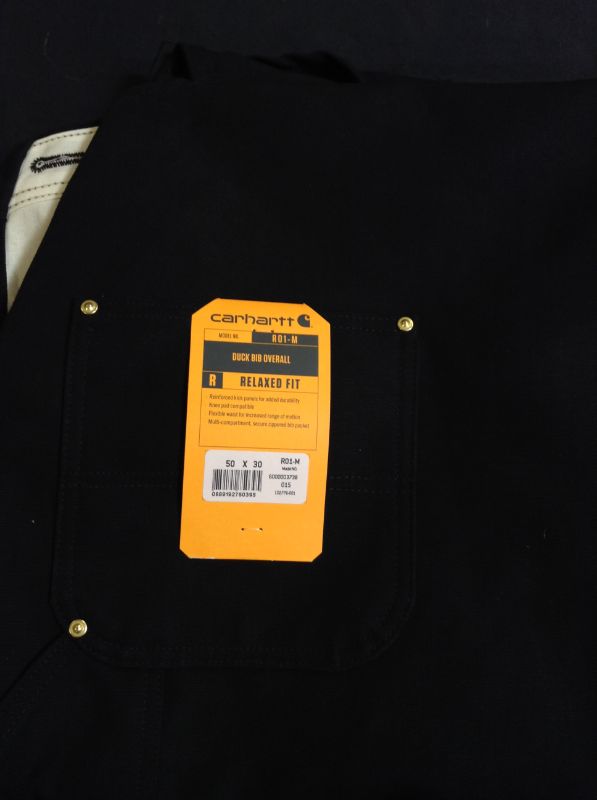 Photo 2 of Carhartt Men's Relaxed Fit Duck Bib Overall Black 50W x 30L Big Tall
