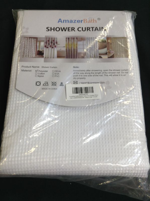 Photo 2 of Amazer White Shower Curtain Liner Washable, 72 x 72 Inches, Fabric Shower Liner with 2 Bottom Stones, Waterproof 2-in-1 Shower Curtain and Liner, 12 Grommet Holes, Hotel Quality, White
