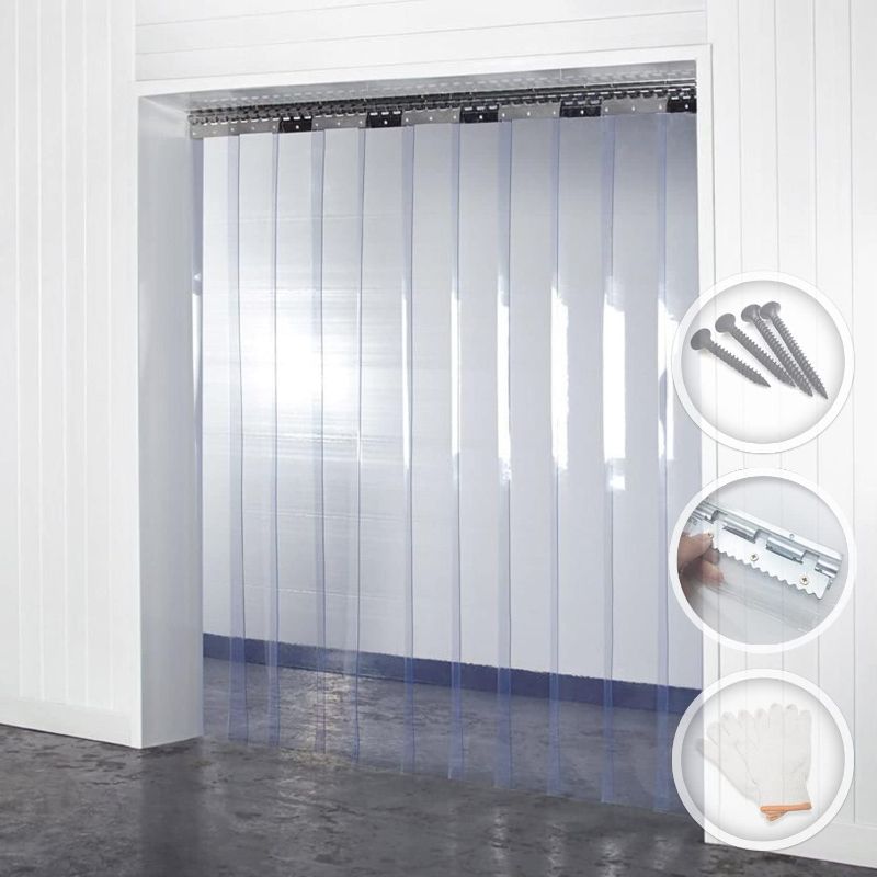 Photo 1 of Acepunch Clear Kit PVC Smooth Plastic Strip Door Curtain 4x7 ft. (48x84") Standard Clear Waterproof Commercial Walk in Freezers Warehouse Garage Gate Doorway Clean Rooms Heavy Duty Vinyl AP1173
