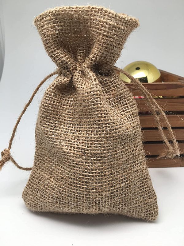 Photo 1 of 24PCS Burlap Bags with Drawstring and Jewelry Pouches Sacks Bag for Wedding Favors Party DIY Craft (Natural) (Natural, 8x12 inch)
