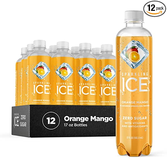 Photo 1 of Sparkling Ice, Orange Mango Sparkling Water, Zero Sugar Flavored Water, with Vitamins and Antioxidants, Low Calorie Beverage, 17 fl oz Bottles (Pack of 12)**-----------bundle of 2 best by 7 2022