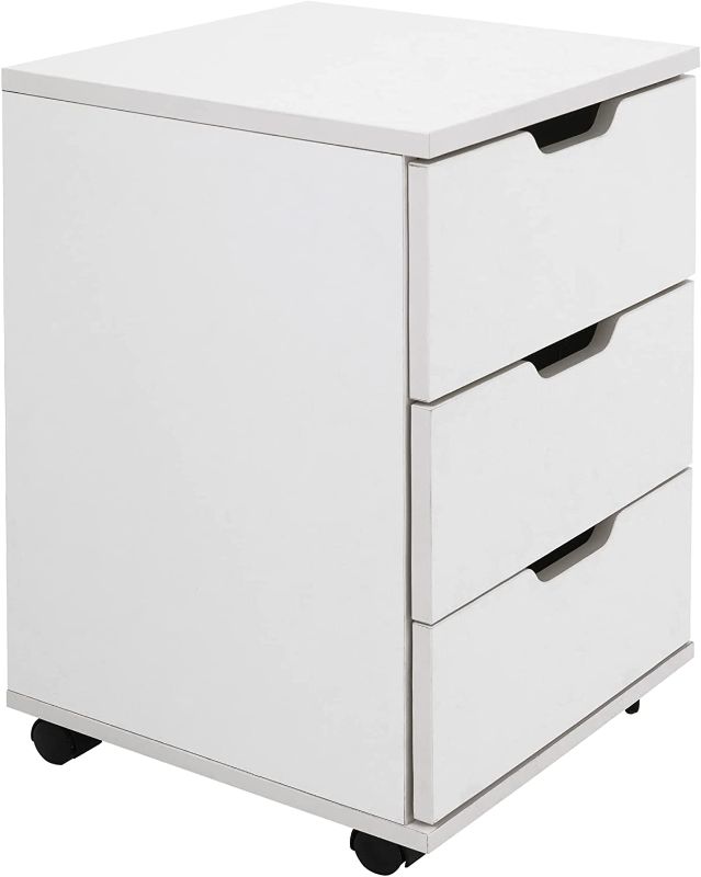 Photo 1 of Sunon 3-Drawer Vertical Filing Cabinet Rolling Wood Mobile File Cabinets Under Desk for Home Office with Casters