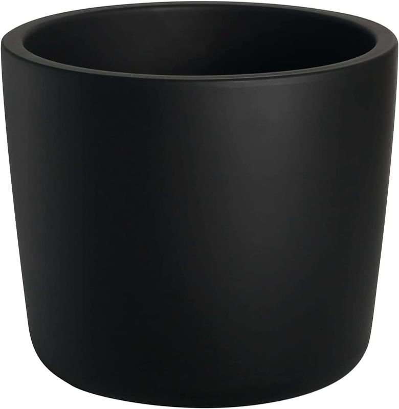 Photo 1 of Buyaround Plant Pots, Ceramic 12 Inch Planters Indoor, Modern Black Flower Pots with Drainage Hole, Decorative Home Office
