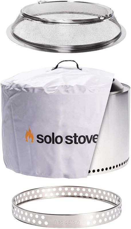 Photo 1 of Solo Stove Yukon Backyard Bundle Portable Fire Pit Wood Burning and Low Smokeless Fire Pit Camping Stove | 27x17 Inches with Camp Stove Accessories
