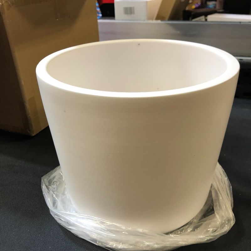 Photo 4 of Buyaround Plant Pots, Ceramic 9 Inch Planters Indoor, Modern White Flower Pots with Drainage Hole, Decorative Home Office
