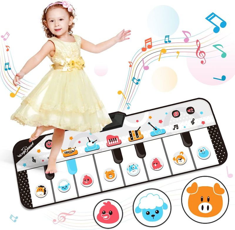 Photo 1 of EagleStone Musical Piano Mat, 42"x14.2" Keyboard Play Mat with 21 Musical Sounds, Electronic Music Animal Touch Play Blanket, Musical Toys, Early Education Toys for Baby Girls Boys Toddlers
