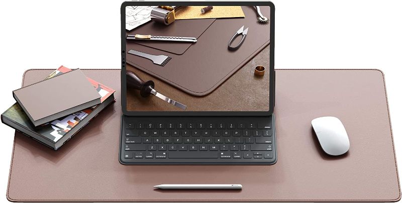 Photo 1 of YSAGi Eco Cork Leather Desk Pad, Ultra Thin Waterproof Large PU Leather Mouse Pad, Dual Use Desk Writing Mat for Office/Home (23.6" x 13.7", Cork+Mud)
