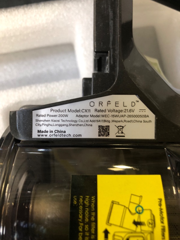 Photo 1 of --PARTS ONLY-- ORFELD Cordless Vacuum, 22000Pa Hurricane Suction Stick Vacuum 4 in 1, 45 mins Runtime, Dual Hepa Filtration Vacuum Cleaner
