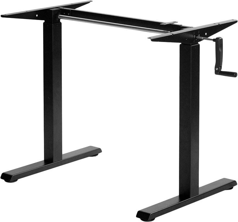 Photo 1 of VIVO Compact Hand Crank Stand Up Desk Frame for 33 to 52 inch Table Tops, Ergonomic Standing Height Adjustable Base with Crank Handle, Black, DESK-M051CB
