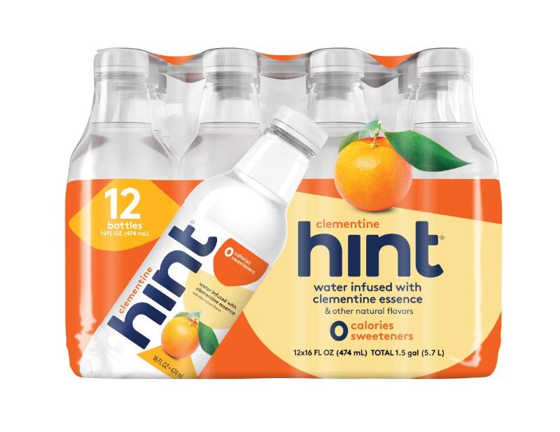 Photo 1 of Hint Water Clementine (Pack of 12), 16 Ounce Bottles, Pure Water Infused with Clementine, Zero Sugar, Zero Calories, Zero Sweeteners, Zero Preservatives, Zero Artificial Flavors
Best By: Feb 16, 2023