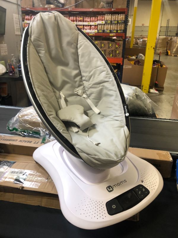 Photo 2 of 4moms rockaRoo Baby Swing, Compact Baby Rocker with Front to Back Gliding Motion, Smooth, Nylon Fabric, Grey Classic
