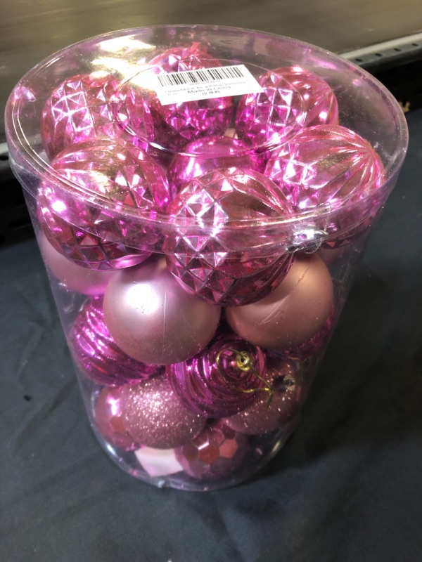 Photo 2 of Christmas Ball (2.36", Rose Pink) 34ct Christmas Ball Ornaments Shatterproof Xmas Tree Hanging Balls Decorations Perfect for Holiday Wedding Christmas Decor
