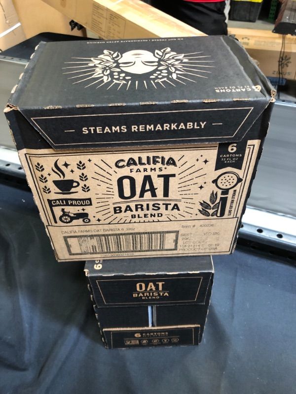 Photo 2 of (BEST BY APRIL 2022) Califia Farms - Oat Milk, Original Barista Blend, 32 Oz | Dairy Free | Creamer | Vegan | Plant Based | Gluten-Free | Non-GMO | Shelf Stable Best By MAY - 3 - 2022 - 2 PACK 