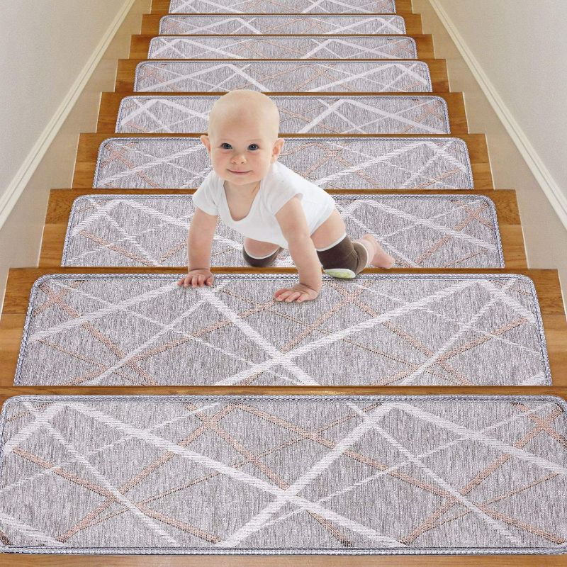 Photo 1 of WOTOBAN Stair Treads Carpet Non Slip Self Adhesive?Gery Staircase Mats Set of 13 Pack 8x30 Inch Rugs
