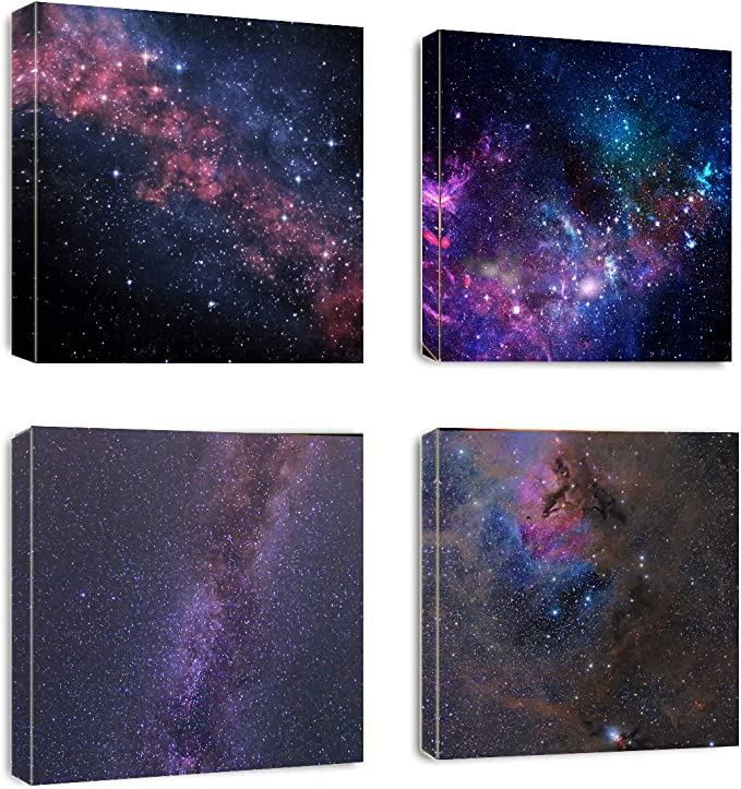 Photo 1 of Canvas Wall Art - Outer Space Nebula Galaxy Fantastic Artwork- Mordern Picture Canvas Prints Framed for Home Kids Room Wall Decor
