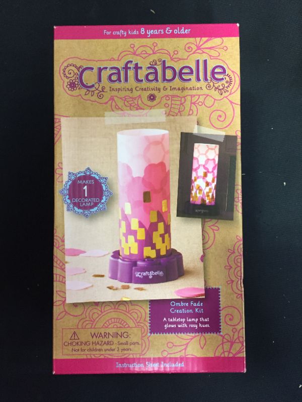 Photo 2 of Craftabelle – Ombre Fade Creation Kit – Lampshade Decorating Kit – 323pc LED Lamp Set with Fabric & Accessories – DIY Arts & Crafts for Kids Aged 8 Years +
FACTORY SEALED BRAND NEW