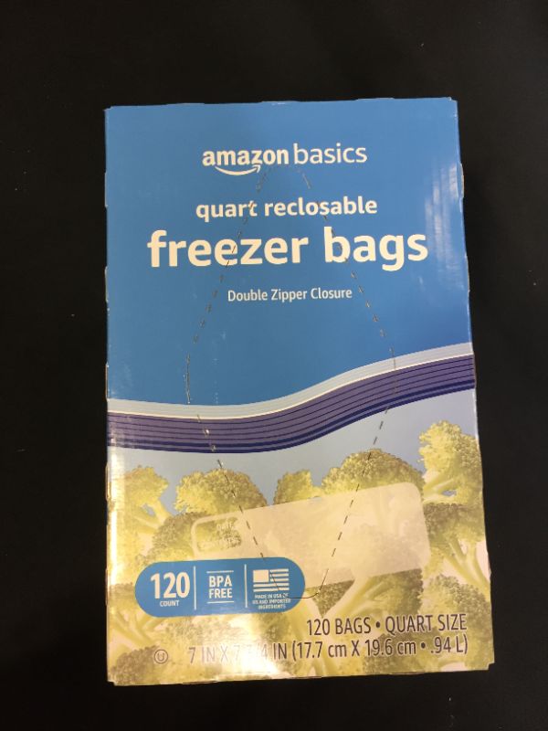 Photo 2 of Amazon Basics Freezer Quart Bags, 120 Count (Previously Solimo)
