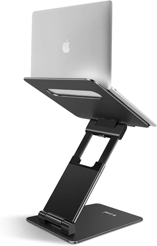 Photo 1 of B-Land Laptop Stand, Adjustable Laptop Stand Holder Ergonomic Laptop Riser Aluminum Computer Stand Compatible with MacBook, Air, Pro, Dell XPS, Samsung, Lenovo, Alienware All Laptops 10-17" (Black) BRAND NEW 