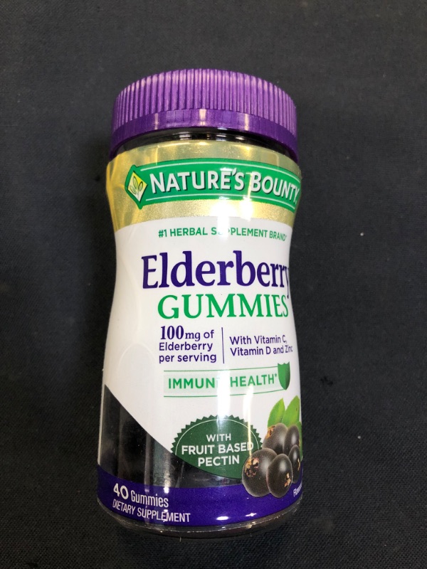 Photo 2 of Nature's Bounty Elderberry Gummies, Contains Vitamin A, C, D, E and Zinc, 40 Gummies EXP 8/2023
