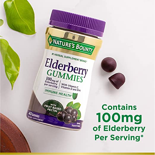 Photo 1 of Nature's Bounty Elderberry Gummies, Contains Vitamin A, C, D, E and Zinc, 40 Gummies EXP 8/2023
