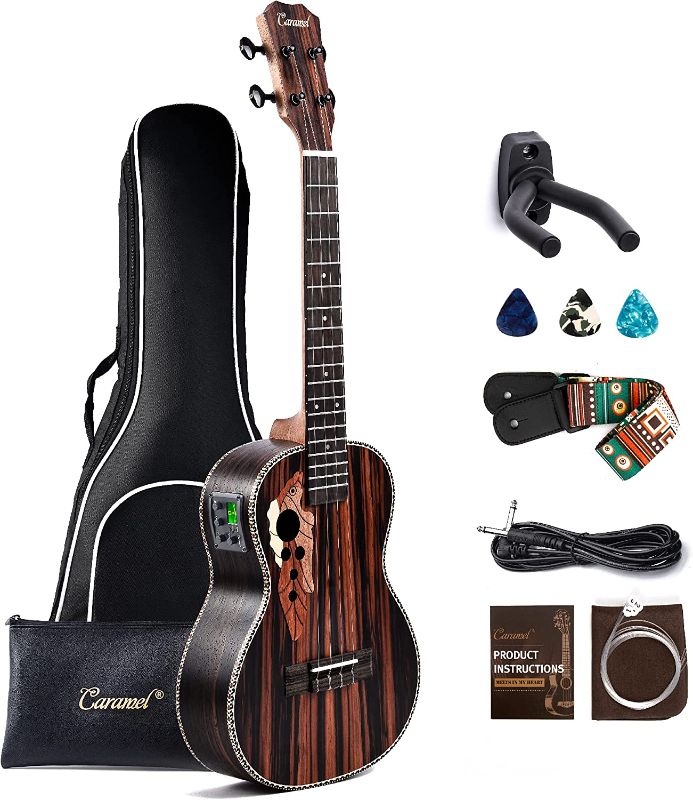 Photo 1 of 26 inch Caramel CT904 Ebony Tenor LCD color display Electric Professional Player Beginners Ukulele Uke Kit Bundle Padded Gig bag Strings,Strap
