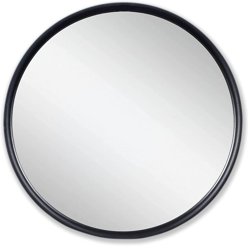 Photo 1 of 18 Inch Round Wall Mirror Black Matte Mirrors with Metal Frame Classic Circle Accent for Home Decor -0952RZ
