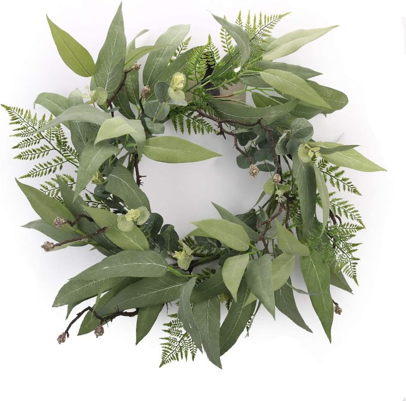 Photo 1 of Cloris Art Eucalyptus Wreath for Front Door, Artificial 24 Inch Green Wreath for Outside Home Office Wedding Party Holiday, Spring Summer Farmhouse Decor
