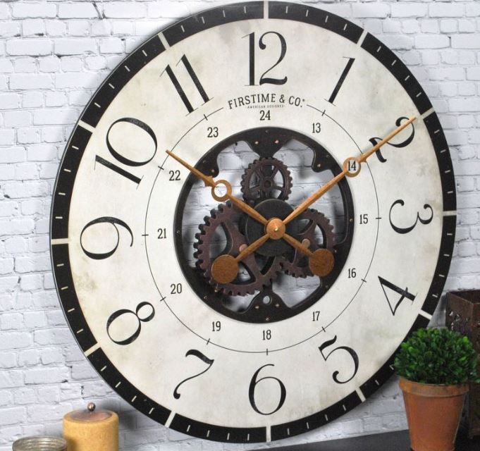 Photo 1 of 27" Carlisle Gears Wall Clock Neutral White/Black - FirsTime & Co.

