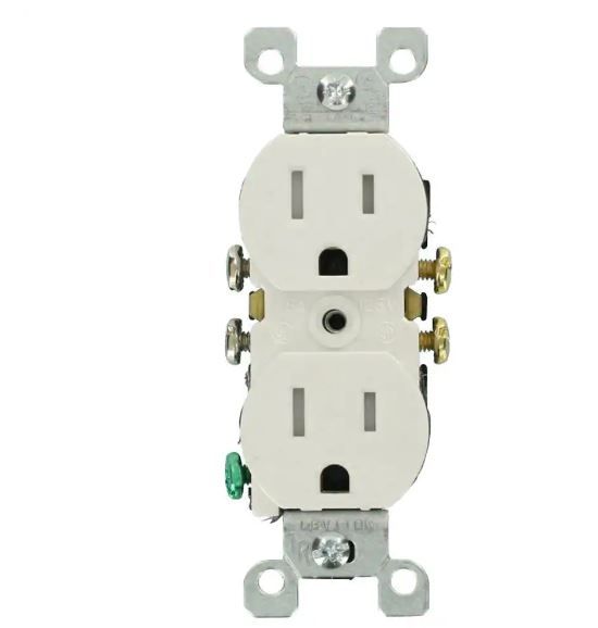 Photo 1 of 15 Amp Tamper-Resistant Duplex Outlet, White (10-Pack)
