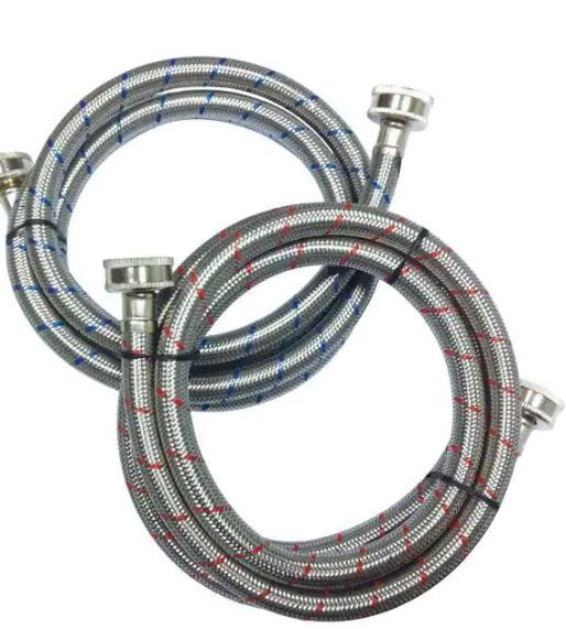 Photo 1 of 3/4 in. FHT x 3/4 in. FHT x 60 in. Stainless Steel Washing Machine Supply Line (2-Pack)
