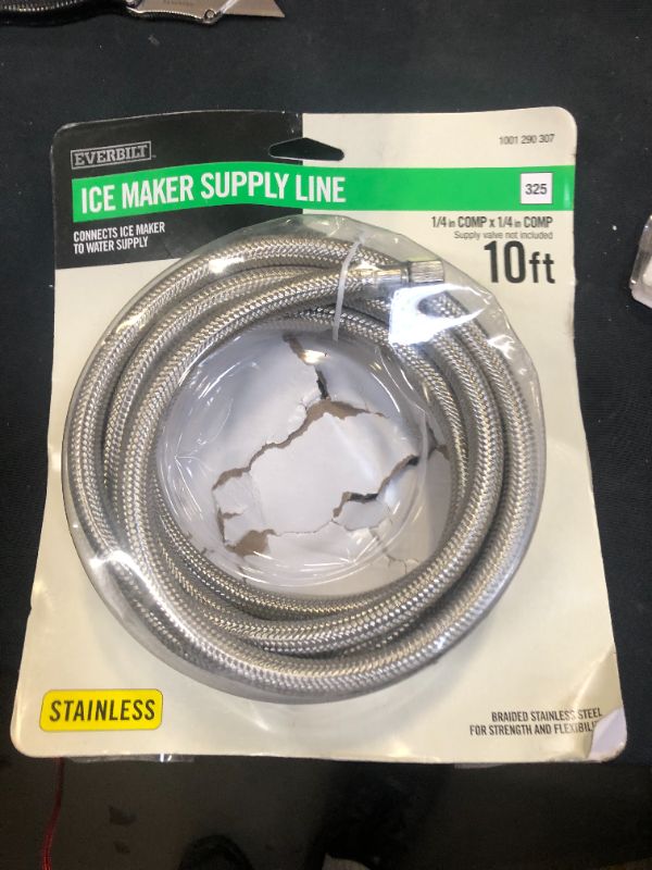 Photo 1 of 1/4 in. COMP x 1/4 in. COMP x 120 in. Stainless Steel Ice Maker Connector
