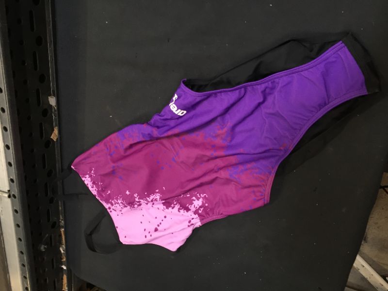 Photo 2 of Arena Women's Spraypaint Maxlife Challenge Back One Piece Swimsuit (32 Purple/Black)
