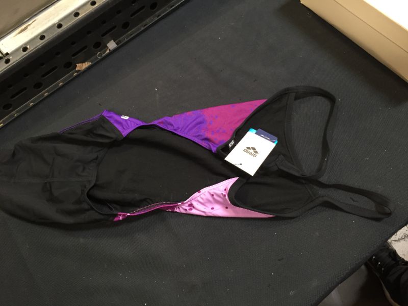 Photo 3 of Arena Women's Spraypaint Maxlife Challenge Back One Piece Swimsuit (32 Purple/Black)
