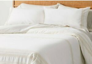 Photo 1 of 3pc King Embroidered Stripes Comforter & Sham Set Sour Cream - Hearth & Hand™ with Magnolia

