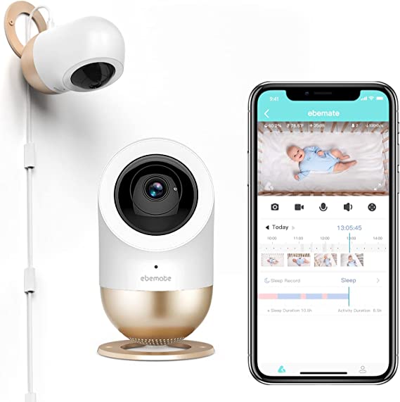 Photo 1 of Ebemate 1080P Smart Baby Monitor Camera,AI Video Baby Monitor with HD Video & Audio No Glow Night Vision,Soft Night Light,Temperature & Humidity Sensors & Two-Way Talk Audio Cam Baby Monitoring
