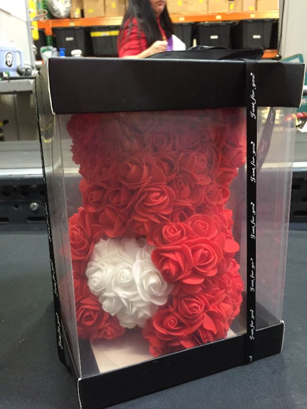 Photo 2 of Gifts for Mom?Rose Bear, Rose Teddy Bear, Rose Flower Bear, Gifts for Girlfriends, Gifts for Women, Unique Gifts, Birthday Gifts - 10 inch Clear Gift Box (red)
