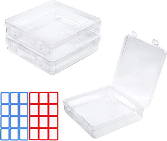 Photo 1 of 3pcs Small Plastic Beads Storage Containers Clear, Craft Organizers Storage Box, Mini Plastic Boxes for Storage with Hinged Lids of Small Items, Jewelry, Hardware, Office Supplies (5.91x5.91x1.38 In)