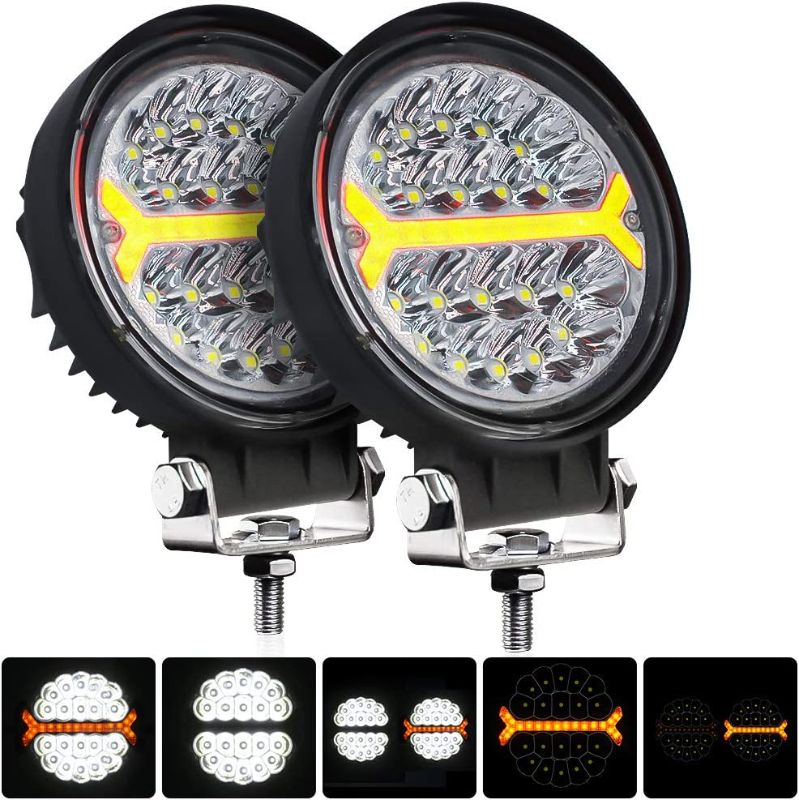 Photo 1 of Hikari 2021 New, Round Spot Flood Warning LED Bar 2PCS 4.5 Inch, 5 Light Modes, 15000LM Top Chips, Driving Fog Backup Work Off Road Bumper for Pickup Trucks Jeep Ford ATV UTV SUV Boat
