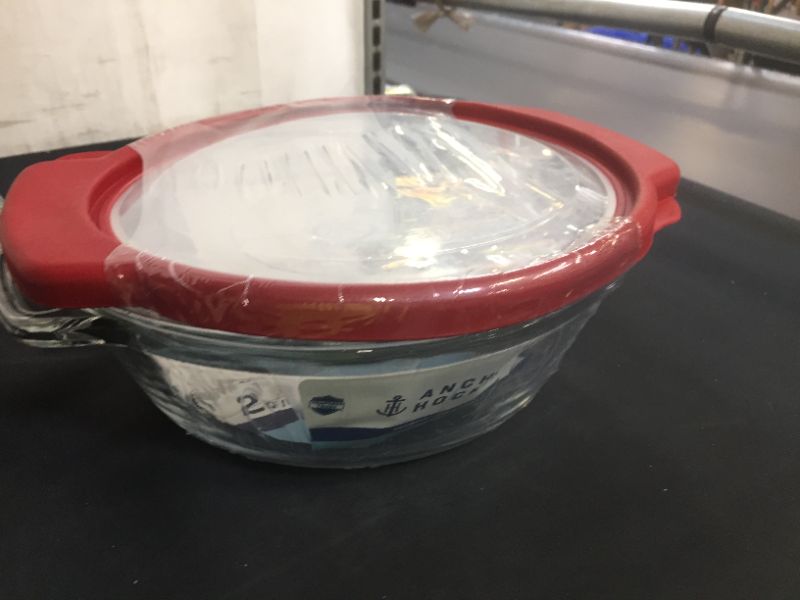 Photo 2 of Anchor Hocking TrueFit Bakeware Glass Casserole Dish with Cover and Storage Lid, Cherry, 3-Piece Set