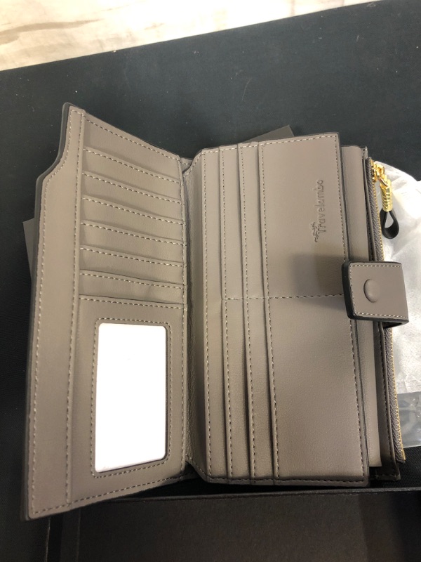 Photo 2 of Travelambo Womens RFID Blocking Large Capacity Luxury Waxed Genuine Leather Clutch Wallet Multi Card Organizer
