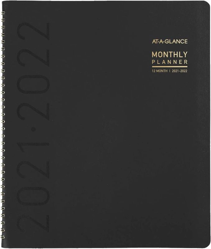 Photo 1 of Academic Planner 2021-2022, AT-A-GLANCE Monthly Planner, 9" x 11", Large, for School, Teacher, Student, Contempo, Black (70074X05)
